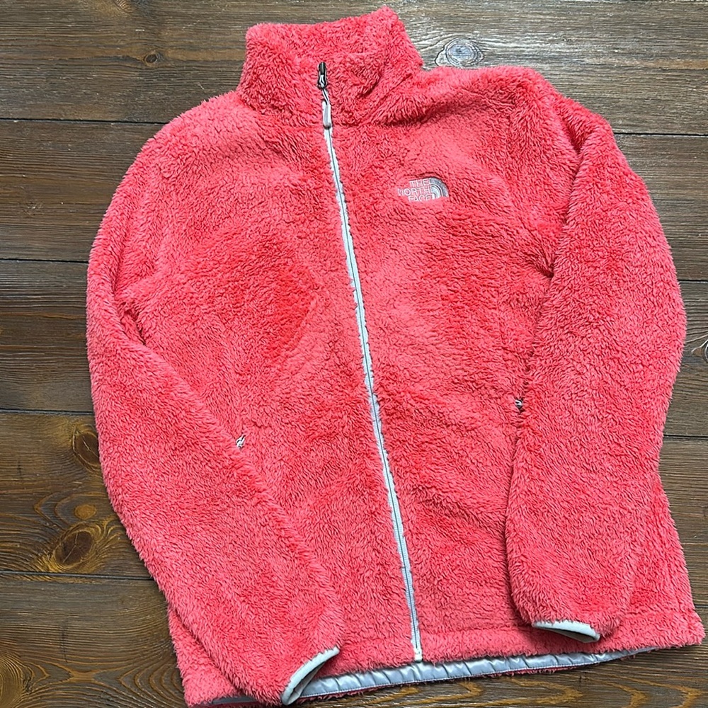North Face Fleece Jacket in a Bright Salmon Color. Size M